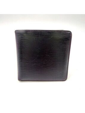 Louis Vuitton Portefeuille Marco Epi Noir Leather Black Bifold Wallet Silver